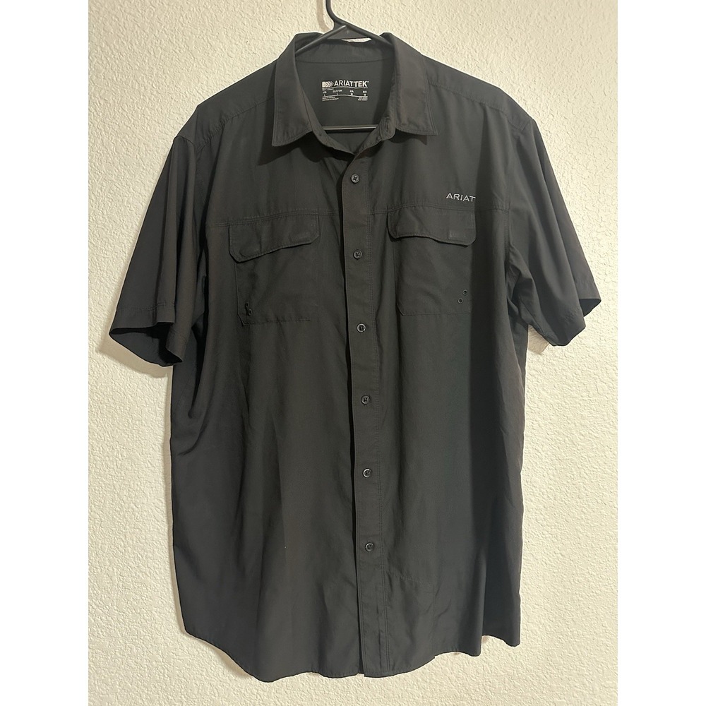 Ariat Tek Shirt Mens Sz XL Black Vented Performance Fishing Outdoors Fitted